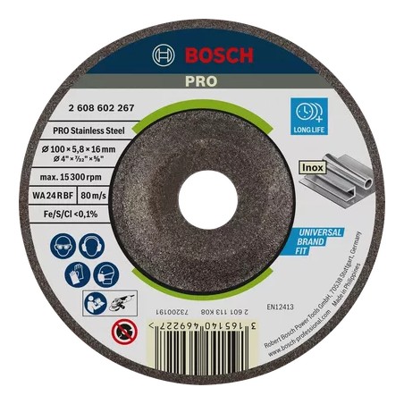 Bosch PRO Stainless Steel Bonded Grinding Disc – For Small Angle Grinders