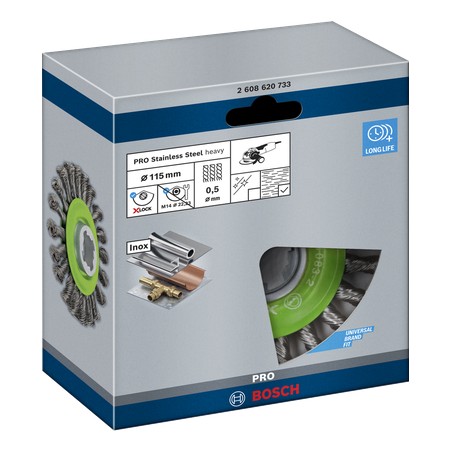 PRO STAINLESS STEEL HEAVY X-LOCK WIRE WHEEL – 115MM